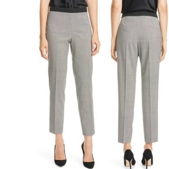 Hugo Boss Tiluna Side Zip Trousers Pants Houndstooth Print Sz 12 NEW - Picture 1 of 11